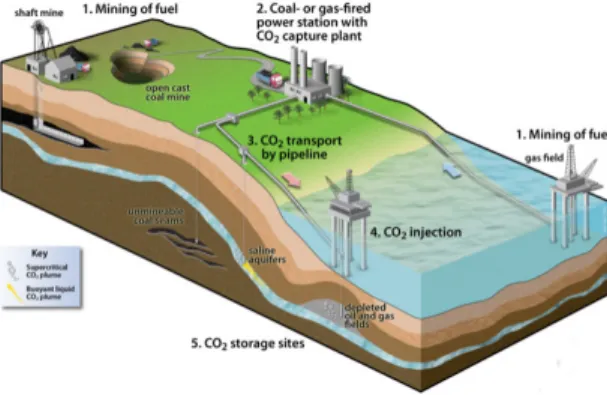 Fig. 1. Key stages of the carbon capture and storage process  (eandt.theiet.org).