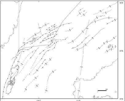 Fig. 8. Major geologic structures in the Ulleung shelf (Compiled after Minami, 1979; Chough et al., 1997; Yoon et al., 2003)