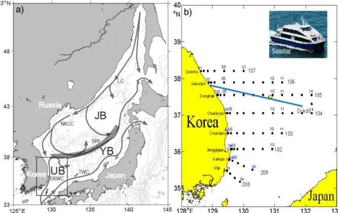 Fig. 2. Comparison of measured T, S data from SBE 45 instru- instru-mented in ferry and SBE 19 at the same season and area in Jun