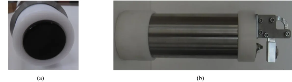 Fig. 3. Underwater acoustic releaser (a) transducer, (b) main body with release part.