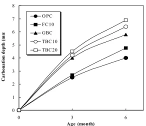 Fig.  7  RCPT  result  with  concrete  type01000200030004000OPCFC10GBCTBC10 TBC20Concrete type