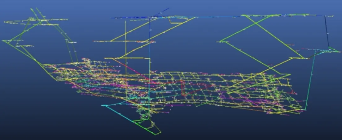 Fig. 4. The 3D ventilation network model of the coal mine.