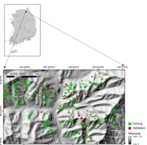Figure 1. Study area and landslide location map