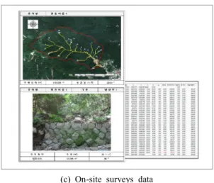 Figure  4.  Study  site 되어 큰 인명과 재산피해가 발생한 지역이다.  Fig.  4와  같이  우면산은  총  31개의  수문학적  유역으로  구분할  수 있는데 이 가운데 토석류 발생 전과 후의 변화가 비 교적 명확한 우면산 남동쪽 사면의 형촌마을 유역 (우면 산  자연생태공원 )을  연구지역으로  선정하였다