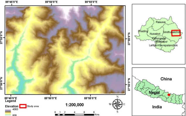 Figure  1.  Location  map  of  the  study  area  with  DEM