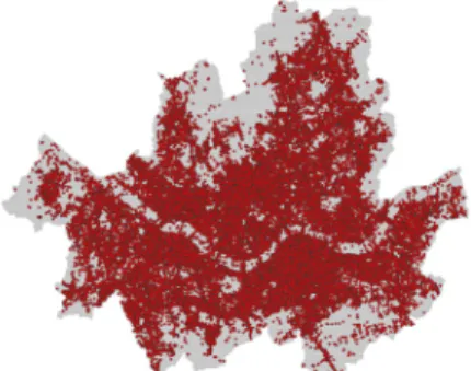 Figure 1. The spatial distribution of original Twitter  point data 