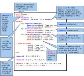 Figure 1. File elements for NetCDF (Source: MPSS, 2015) 
