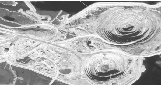 Fig. 8. Aerial view of Diavik mine in Yellowknife, NT, Canada(image source: Bing Maps, http://www.bing.com/maps).