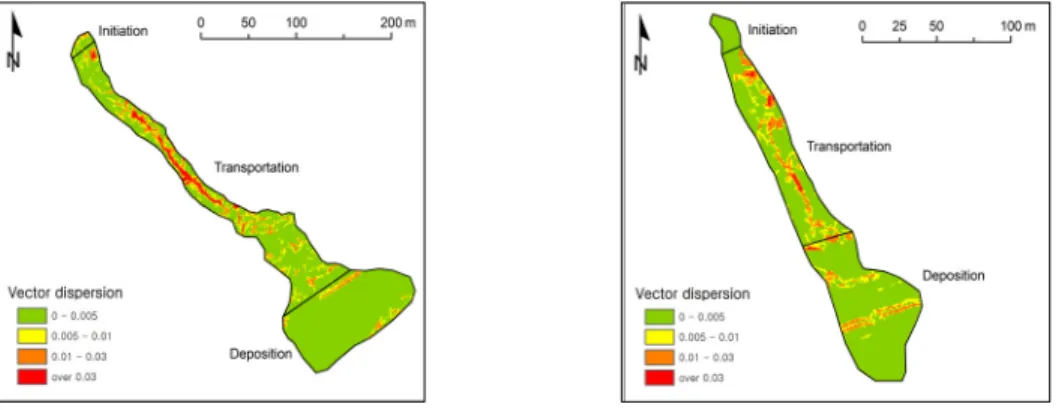 Figure 4. Distribution of planarity within the boundary of 2011 landslides
