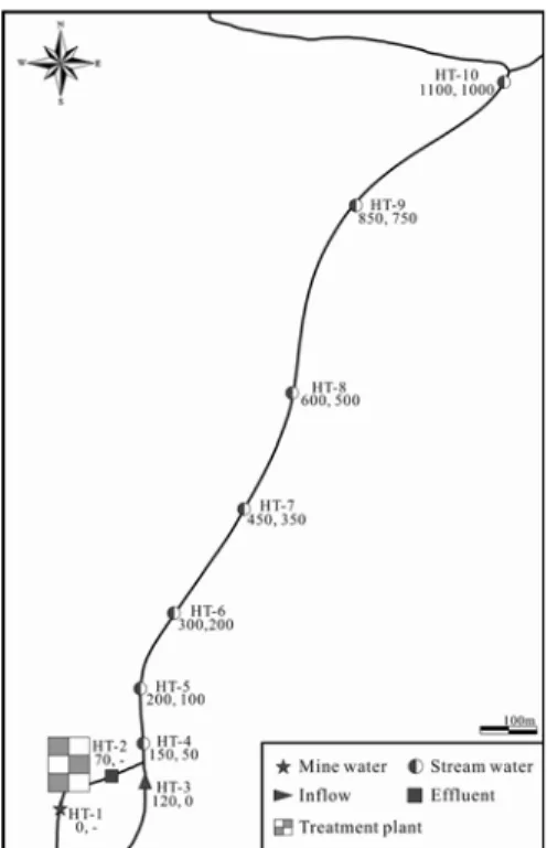 Fig. 1. Sampling points within the study area in the  vicinity of Hamtae physico-chemical treatment plant.