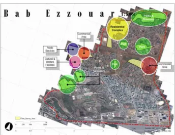 Figure 11. An  example  of  urban  analysis  in  the  process  of  preparing  the  schematic  master  plan