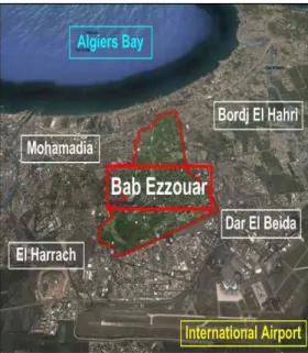 Figure  1.  The  key  map  of  Bab  Ezzouar 개발도상국들에 있어 사업참여 준비과정에서부터 당면 하는 일차적 애로사항 중 하나가 바로 부족한 지역 기 초통계자료 및 미비한 공간정보 구축상황이라 할 수 있 다