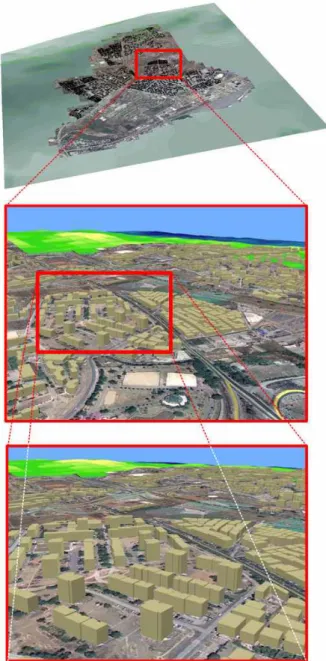 Figure  10.  Three-dimentional  rendering  of  the  structures  and  terrain  of  Bab  Ezzouar