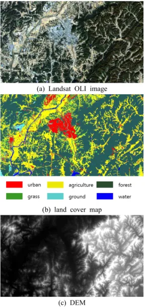 Table  1과 같이 Landsat  OLI  센서는  총 8개의 멀티 스펙트럴 밴드를 가지고 있다.  그러나,  분광혼합분석을  수행하거나,  훈련자료를  효과적으로  추출하기  위해서