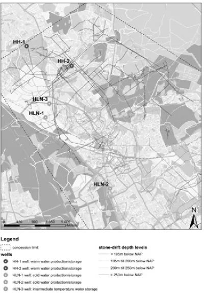 Fig. 8. 시추공 및 갱도의 수온(InterregⅢB NWE).