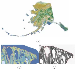Figure  7.  Comparison  extracted  coastline  with  NLCD  2001 해안선의 평균거리는 약 1.4픽셀,  표준편차 약 1.5픽셀 이며 이를 통해 두 해안선의 유사성을 확인할 수 있다