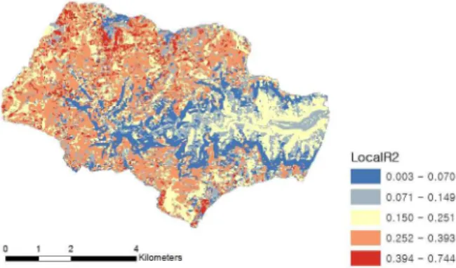 Table  2.  GWR  regression  of  NDVI  vs  landform  and  solar  intensity