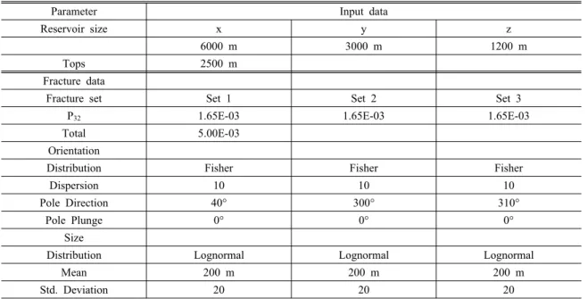 Table 4. Input data for 3D DFN generation (Field case)