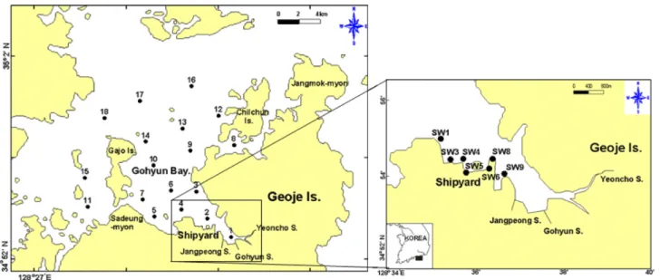 Fig. 1. Sampling site in Gohyun Bay including shipyard.