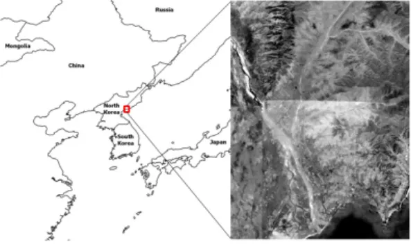그림 1. Study area and satellite image