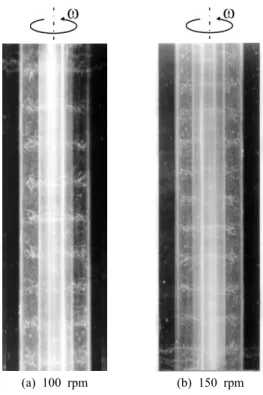 Fig. 5. Taylor vortices with the inner cylinder rotating.