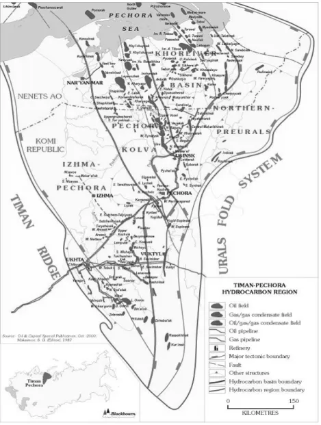Fig. 2. Oil and gas fields in the Timan-Pechora Basin