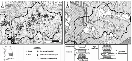 Fig. 1. Map showing sample locations and geology of the study area.