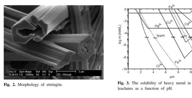 Fig. 3. The solubility of heavy metal in bottom ash leachates as a function of pH.