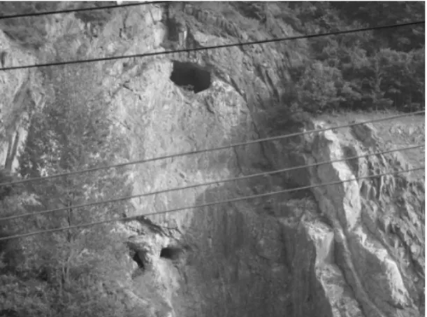 Fig. 3. The portals of an abandoned mine in anticline.