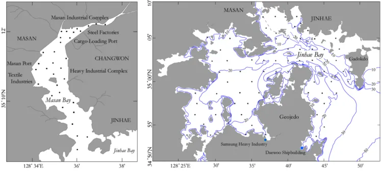Fig. 1. Map showing the sampling stations of Masan and Jinhae Bay.