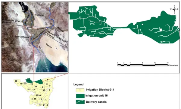 Fig. 1. Location map of the study area (irrigation unit 16).