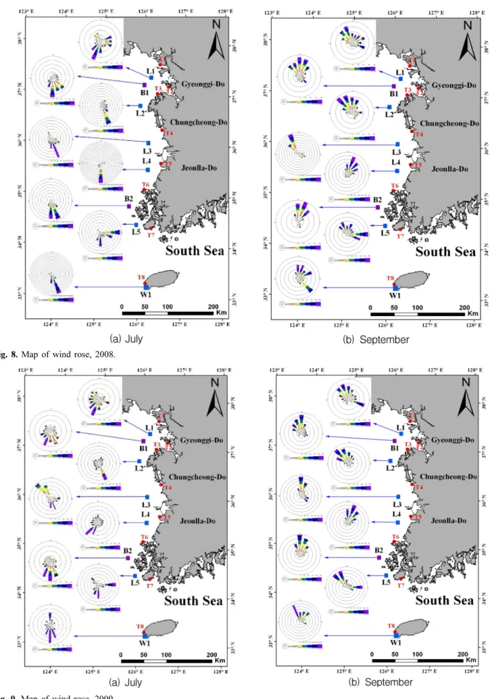 Fig. 8. Map of wind rose, 2008.