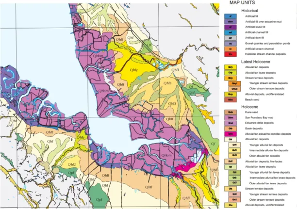 Fig. 3. Example of Quaternary deposits map from the Central San Francisco Bay, California, USA (Witter et al.,  2006)