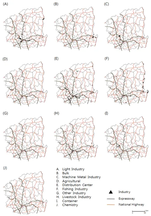 Figure 2.  The spatial distribution of industry