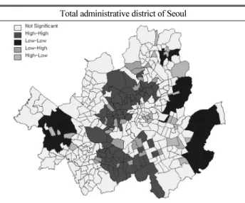 Table 5. Comparision of Correlation Coefficient Around Sampling Total administrative district of Seoul