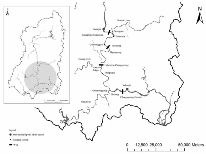 Fig. 1. Index Map of the Nakdong Basin and River  ǎԕ᮹ĞᬑᱥĞᙹ॒(2007)ᮡᯕෝᙹᱶ⦹ᩍ⦽vᅙඹ᮹⮱෥⧕ ᕾᨱ ᱢᬊ⦽ ၵ ᯩ݅
