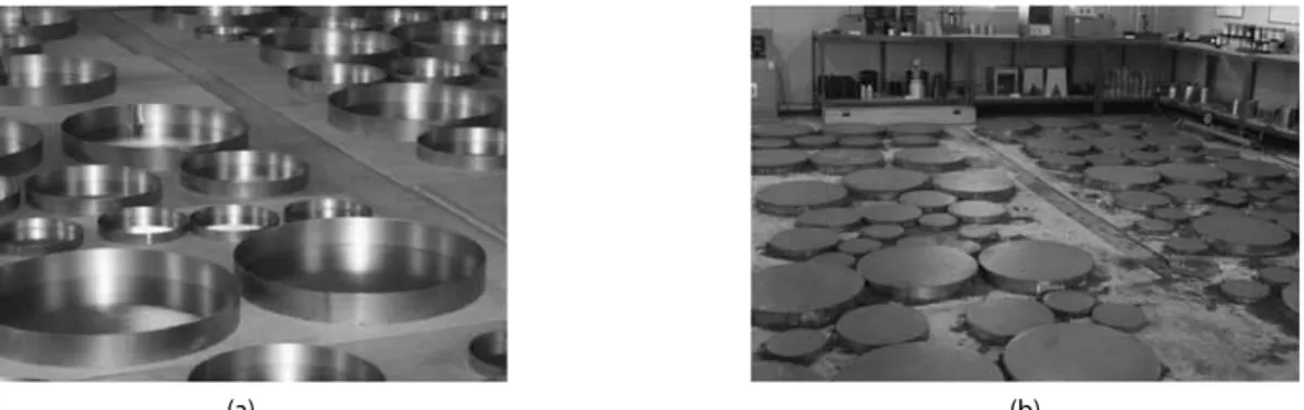 Fig. 3. Test set-ups for (a) biaxial flexure test, and (b) ASTM C 1550