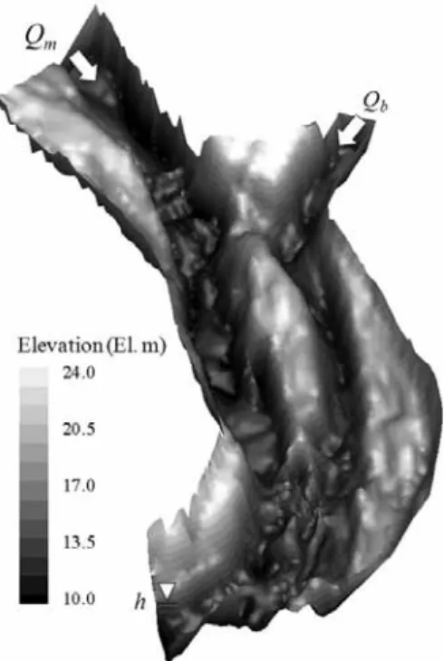 Fig. 2. Bed elevation of the Nakdong River and Geumho River  confluence