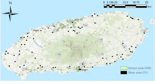 Figure 1.  School and silver zones in Jeju