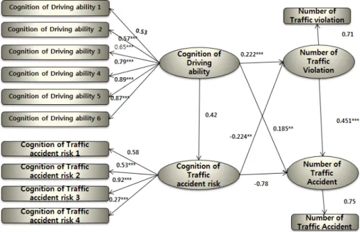 Figure 2.  Final design model (standardized coefficient) (***p<0.01, **p<0.05, *p<0.1)