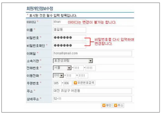 [그림  2-6]  회원정보변경