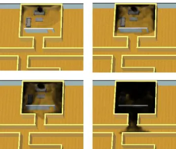 Fig. 4 Immersive interface setup in the proposed training platform. Interface for the initial fire extinguishing(top)