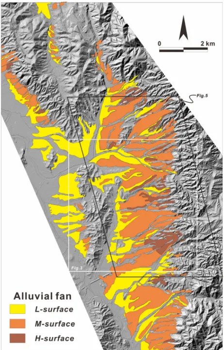Fig. 2. Classifications of the Quaternary alluvial fan surfaces (modified from Hwang and Yoon, 2001)