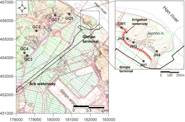 Fig. 3. Location of water sampling in the study area.