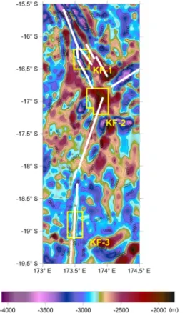 Fig. 2. The bathymetric map of the North Fiji Basin. 