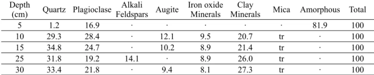 Table 1. Quantitative analysis by X-ray Diffraction of unconsolidated sediments in Sangchang-ri (section 2; 