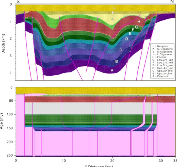 Fig. 8. 2-D input of cross section with depth and age.