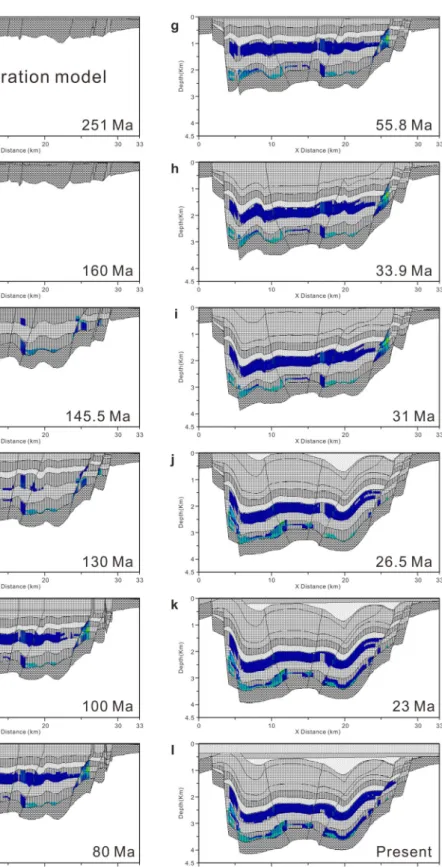 Fig. 9. 2-D petroleum system model (oil saturation).