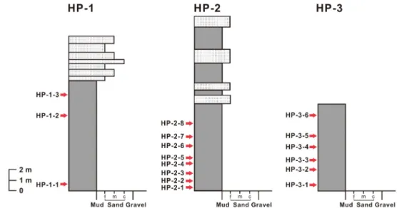 Fig. 2. Stratigraphic sections of the study area and sample numbers (modified from Jugdernamjil, 2009).
