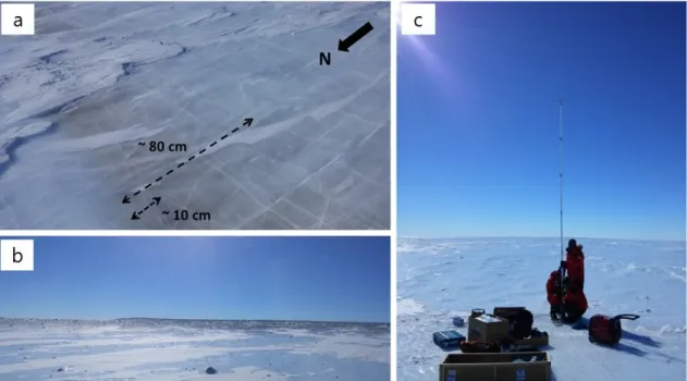 Fig. 6. (a) The exposed tephra layer with 10-80 cm thickness at EM-A site. (b) The rock clasts and large boulders  exposed on the surface at EM-K site